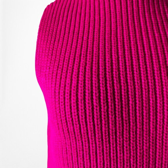 Zara Neon Pink Turtleneck Thick Ribbed Knit Sleeveless Sweater Vest Top Size S - Picture 7 of 7